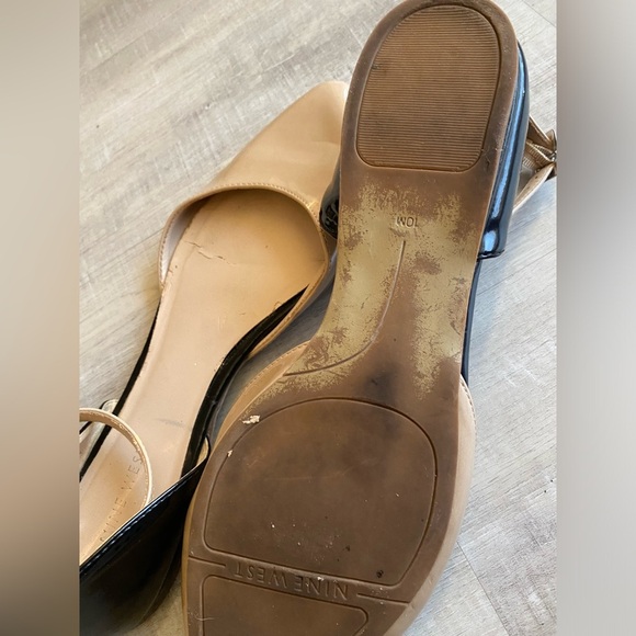 Nice West black and cream strapped flats | Size 10 - Picture 3 of 4